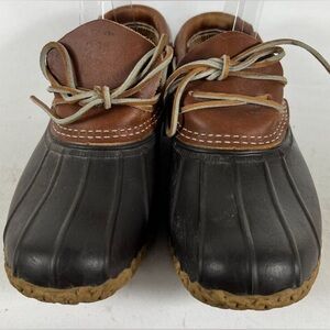 L.L.Bean Bean Duck Boots Women's 8 Brown Leather Round Toe Slip On Block Heel
